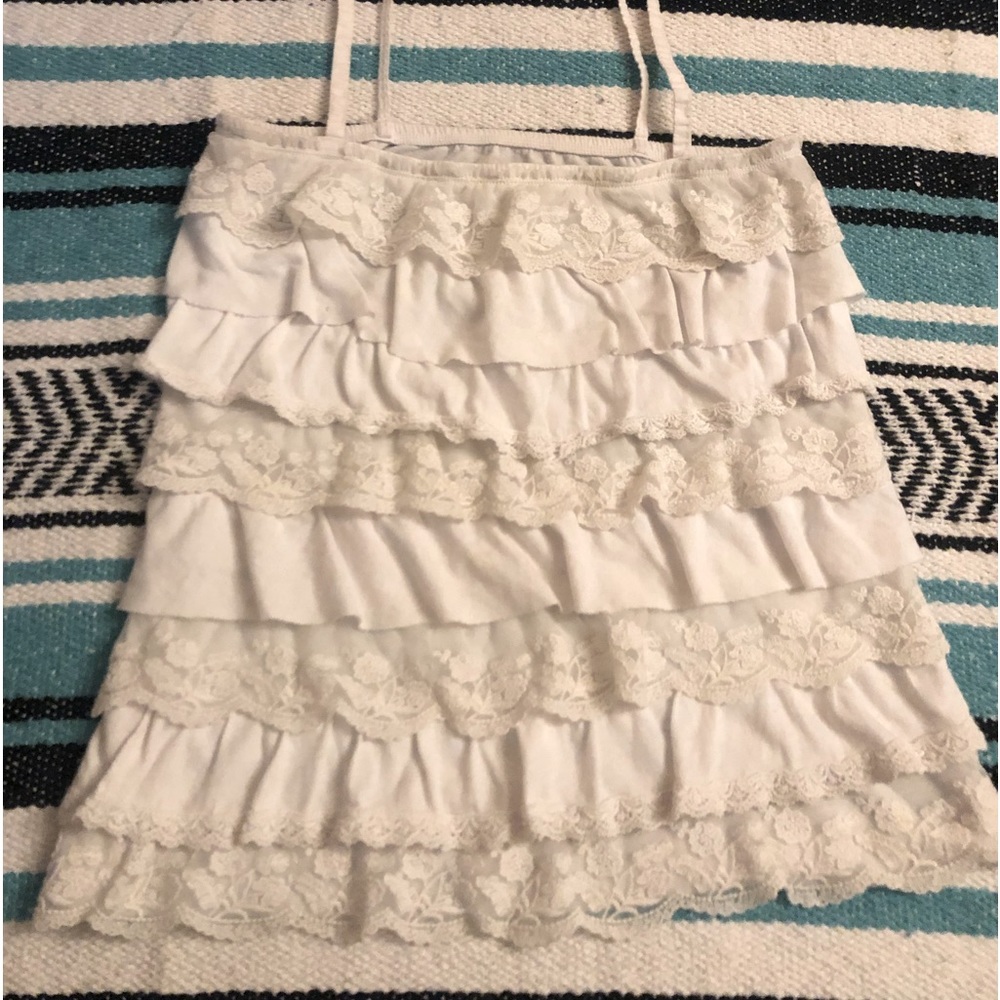 Hollister White Ruffle Lace Tank Top - Picture 3 of 9